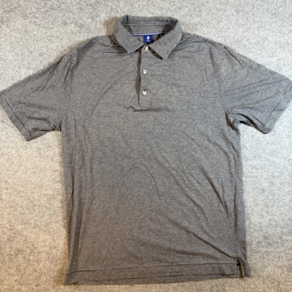 FootJoy Polo Shirt Mens Medium Blue Striped 1857 Pima Cotton Golf Stretch Top - Picture 2 of 7